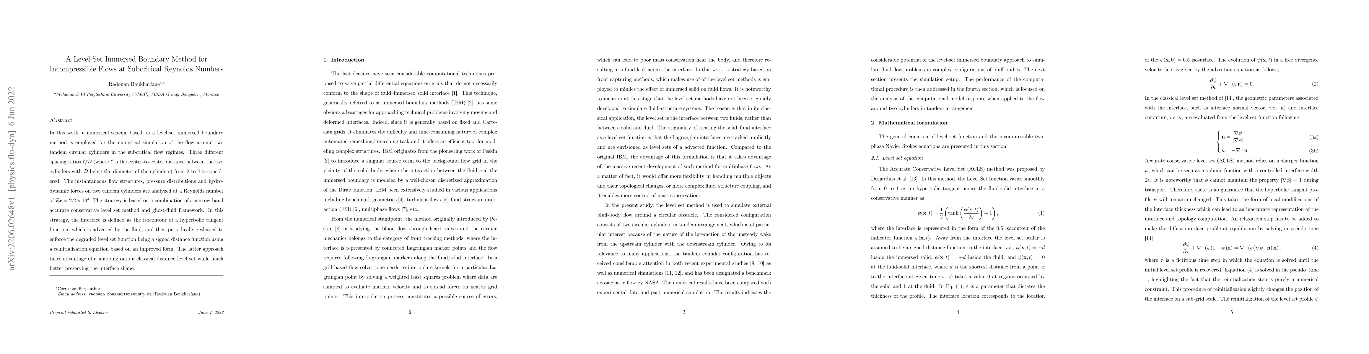Thumbnail for A Level-Set Immersed Boundary Method for Incompressible Flows at
  Subcritical Reynolds Numbers