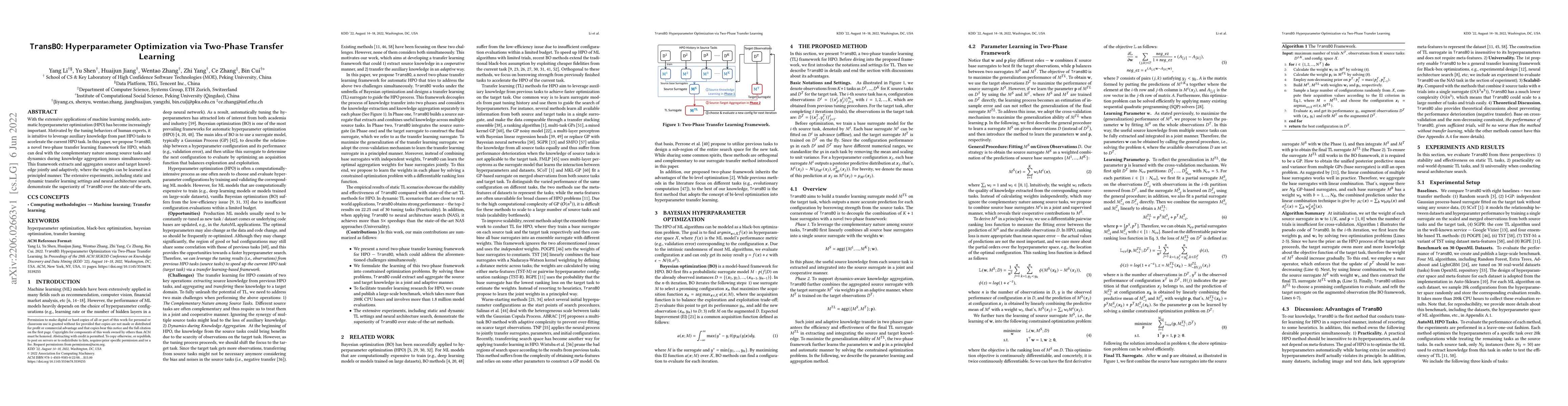 Thumbnail for TransBO: Hyperparameter Optimization via Two-Phase Transfer Learning