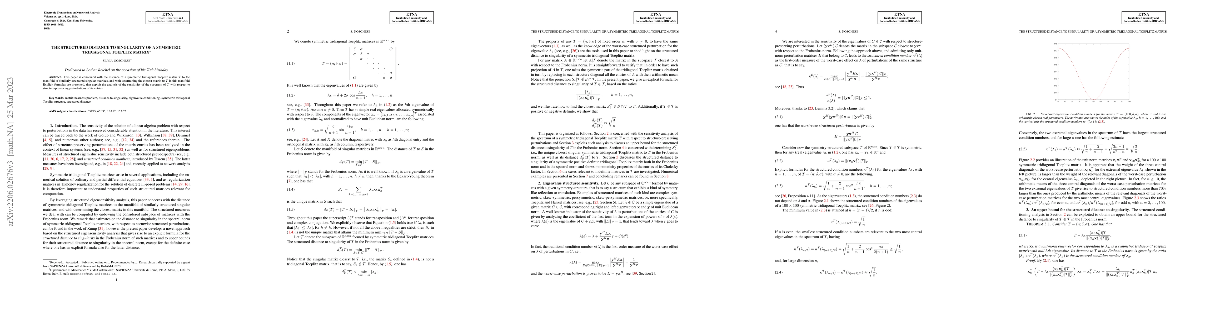Thumbnail for The structured distance to singularity of a symmetric tridiagonal
  Toeplitz matrix
