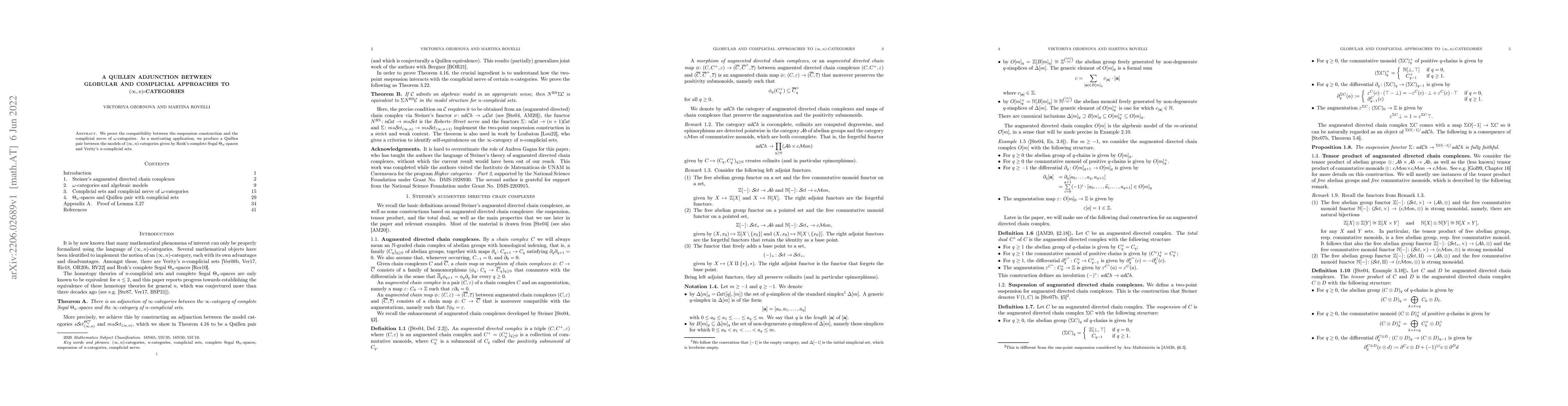 Thumbnail for A Quillen adjunction between globular and complicial approaches to
  $(\infty,n)$-categories