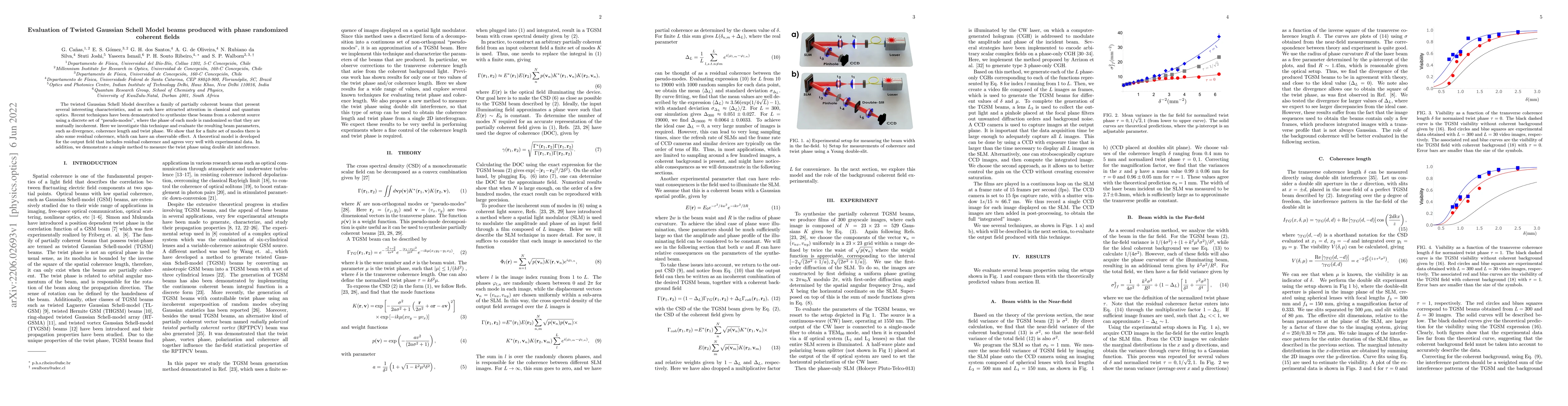 Thumbnail for Evaluation of Twisted Gaussian Schell Model beams produced with phase
  randomized coherent fields