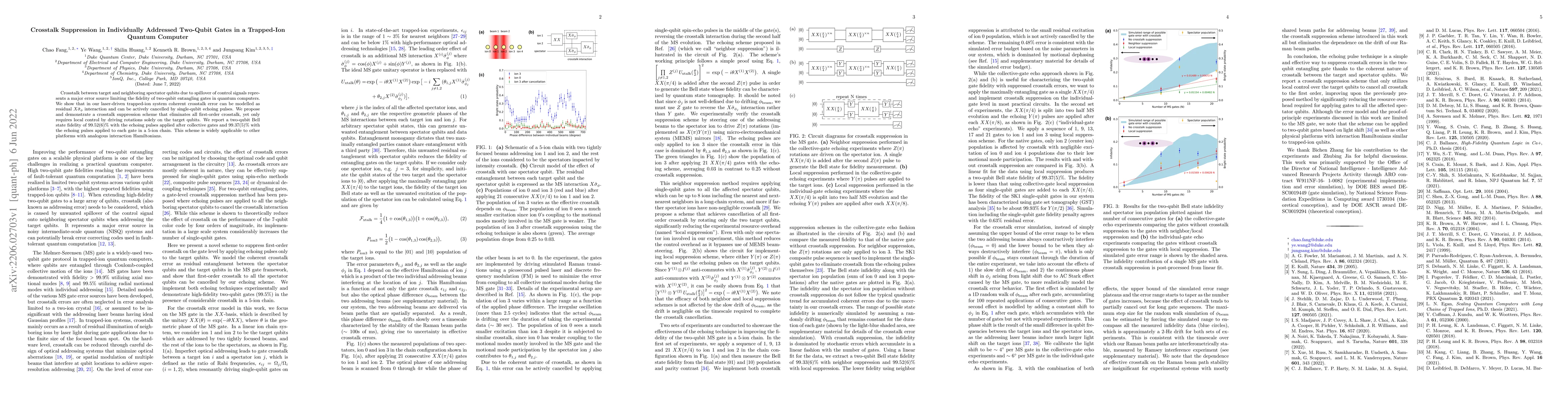 Thumbnail for Crosstalk Suppression in Individually Addressed Two-Qubit Gates in a
  Trapped-Ion Quantum Computer