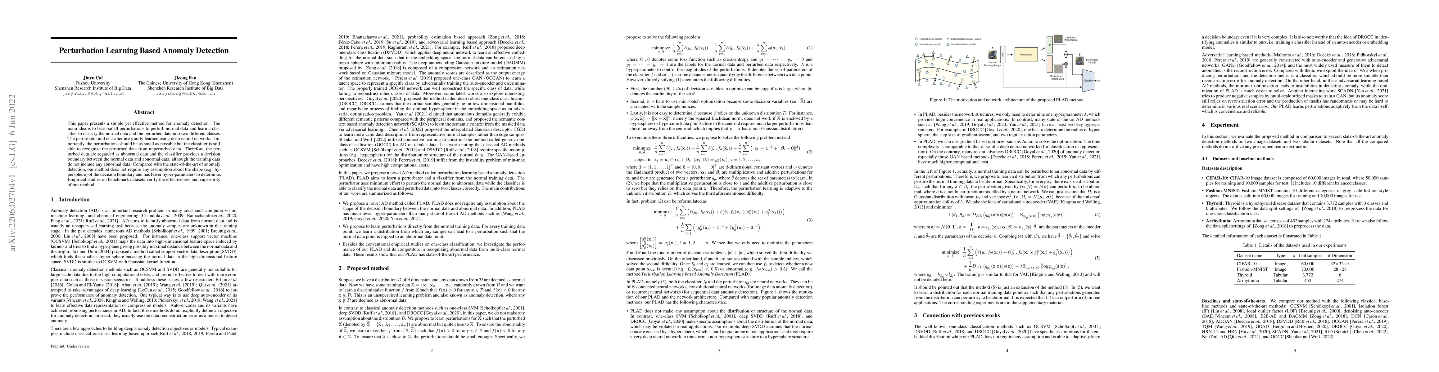 Thumbnail for Perturbation Learning Based Anomaly Detection