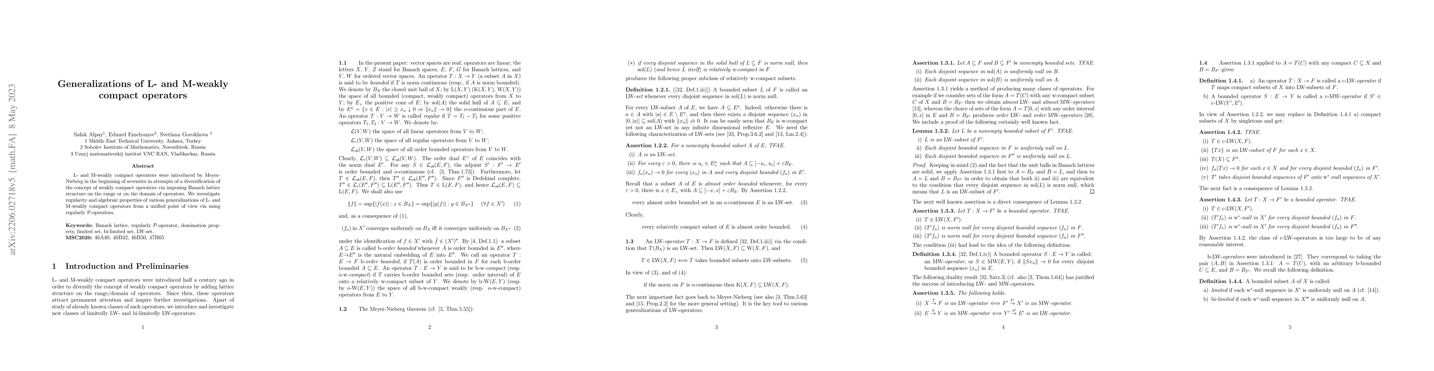 Thumbnail for Generalizations of L- and M-weakly compact operators