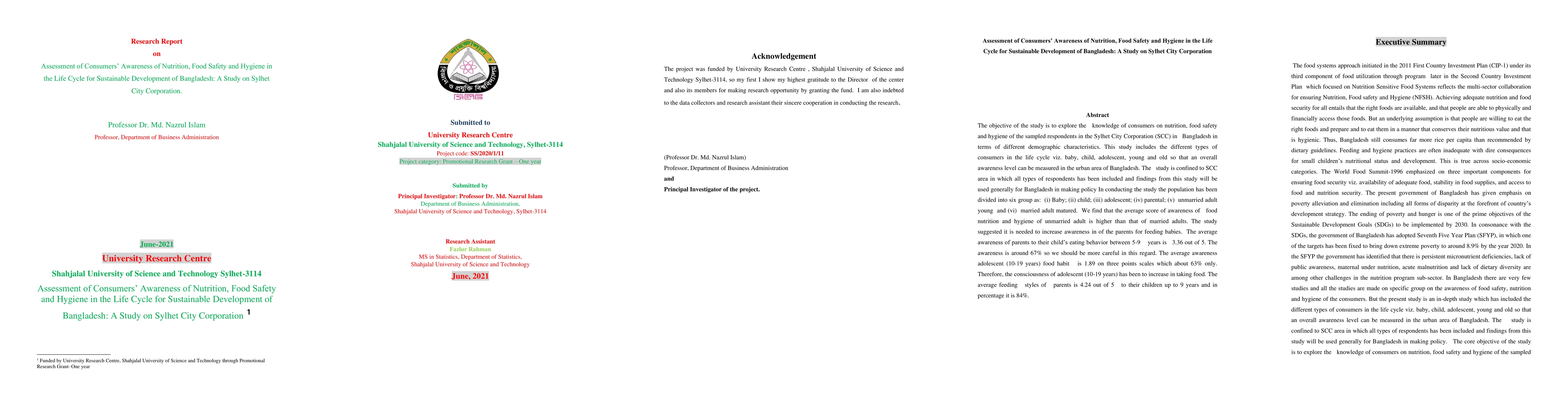 Thumbnail for Assessment of Consumers Awareness of Nutrition, Food Safety and Hygiene
  in the Life Cycle for Sustainable Development of Bangladesh- A Study on
  Sylhet City Corporation