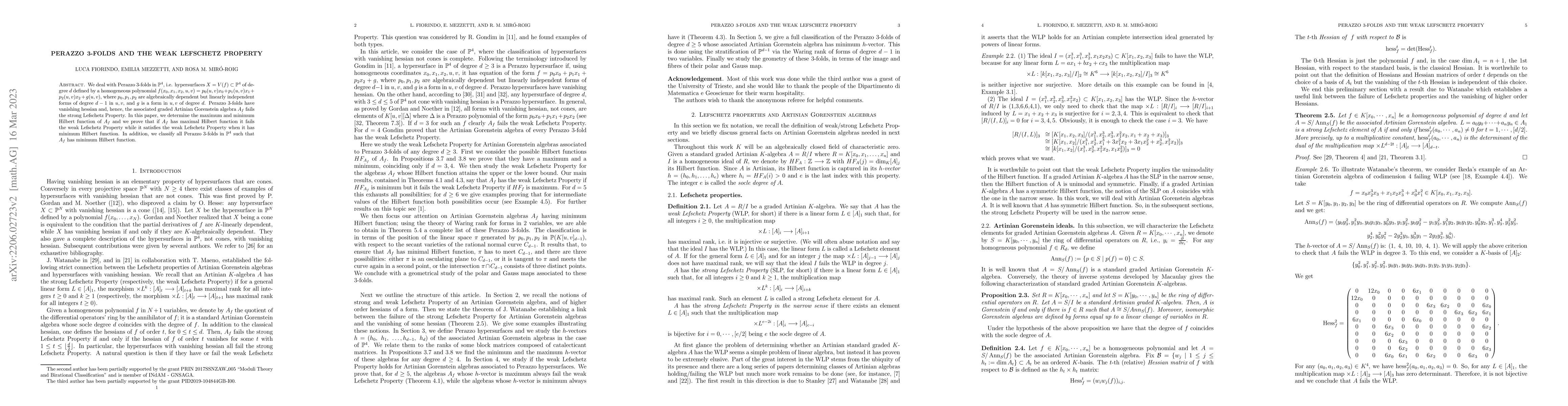 Thumbnail for Perazzo 3-folds and the weak Lefschetz property