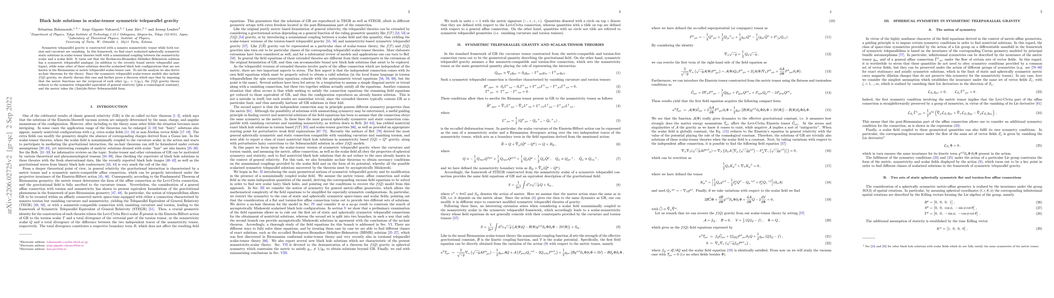 Thumbnail for Black hole solutions in scalar-tensor symmetric teleparallel gravity