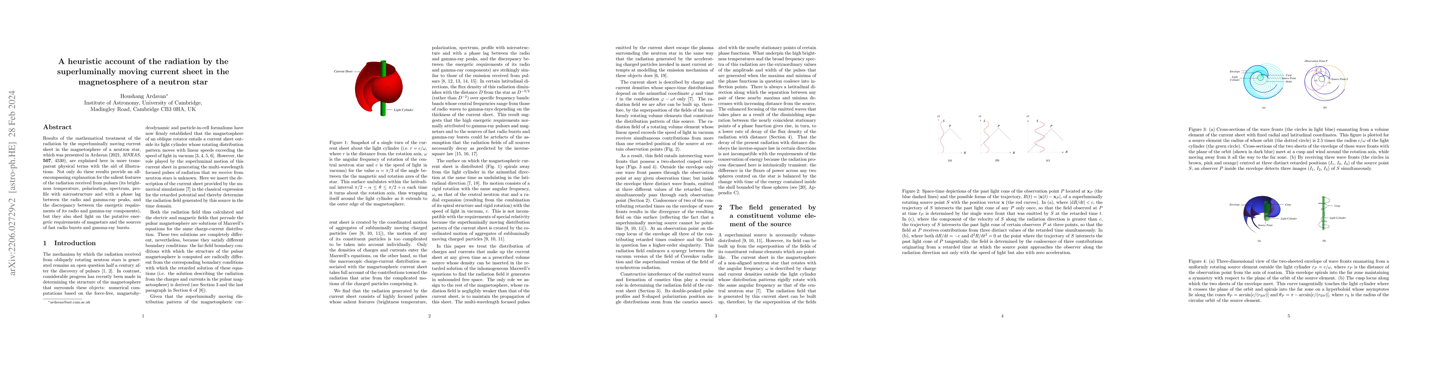 Thumbnail for A heuristic account of the radiation by the superluminally moving
  current sheet in the magnetosphere of a neutron star