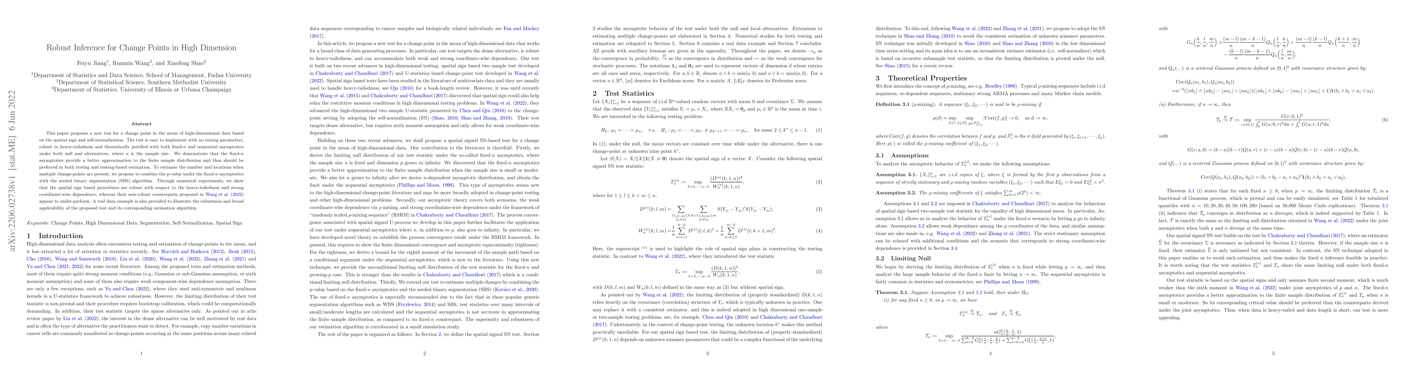 Thumbnail for Robust Inference for Change Points in High Dimension
