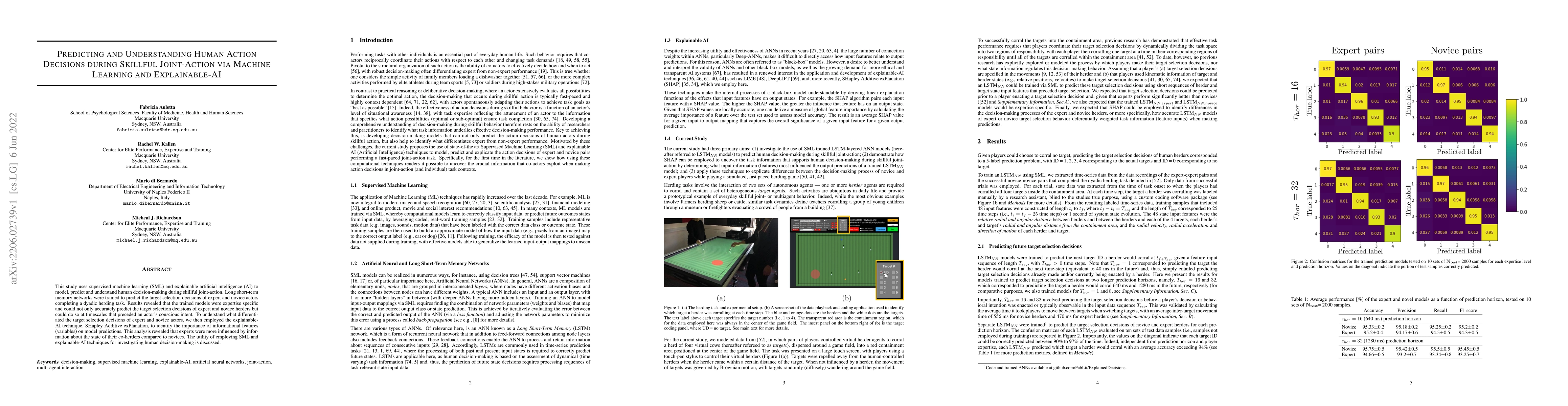 Thumbnail for Predicting and Understanding Human Action Decisions during Skillful
  Joint-Action via Machine Learning and Explainable-AI