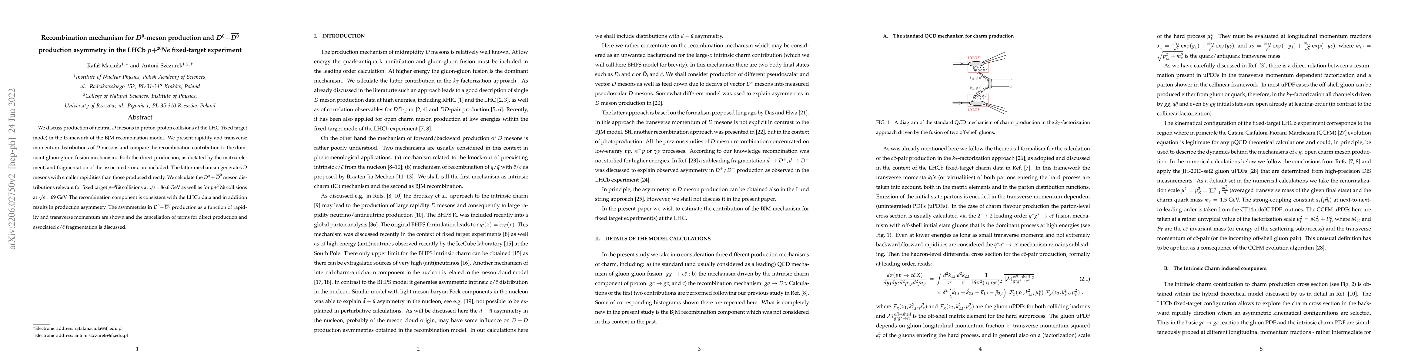 Thumbnail for Recombination mechanism for $D^{0}$-meson production and
  $D^{0}\!-\!\bar{D^{0}}$ production asymmetry in the LHCb
  $p\!+\!\!^{20}\!N\!e$ fixed-target experiment