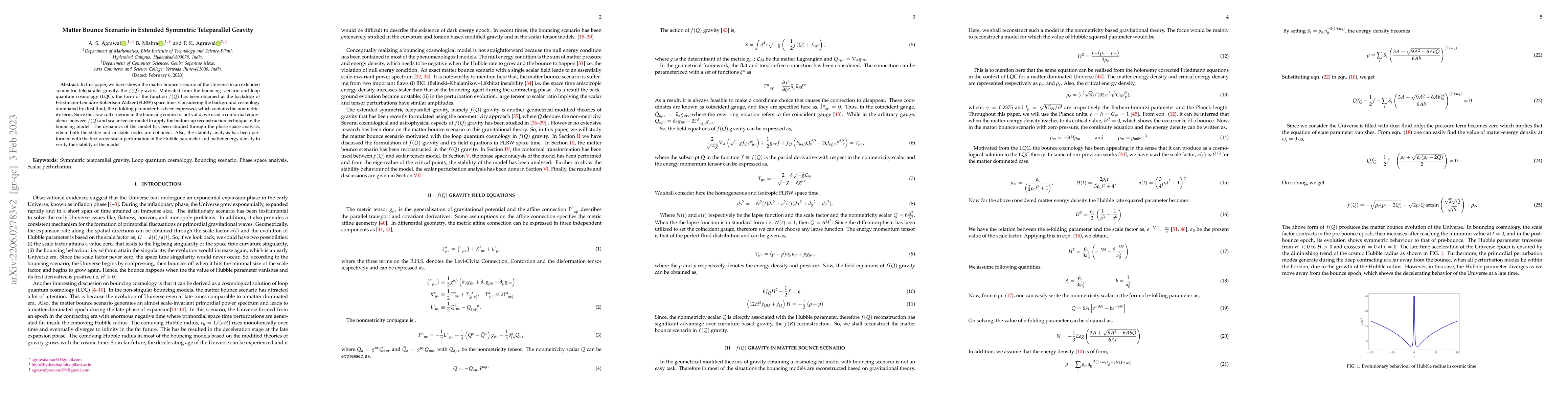 Thumbnail for Matter Bounce Scenario in Extended Symmetric Teleparallel Gravity
