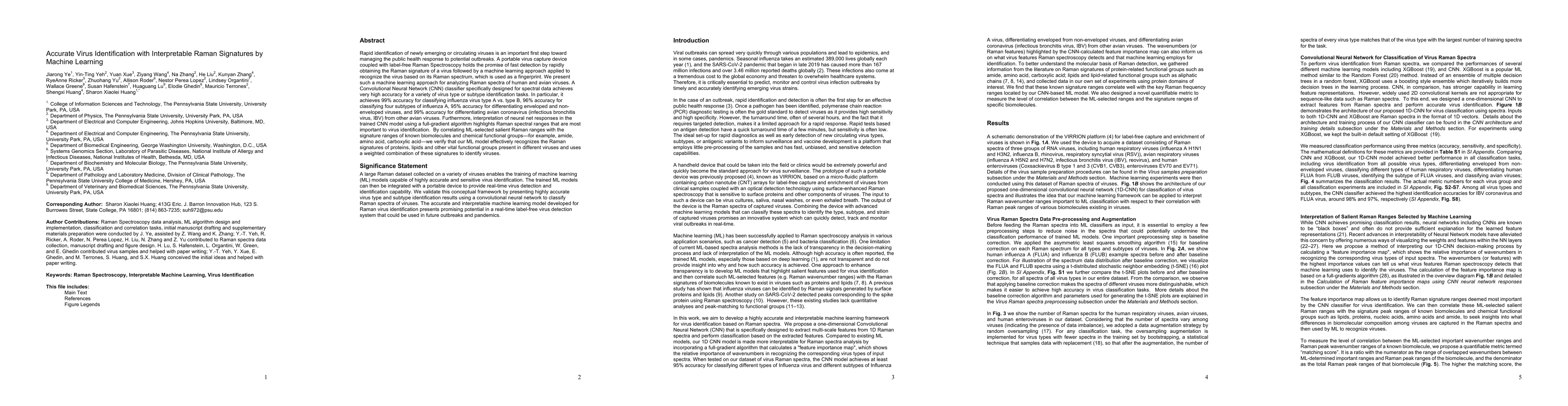Thumbnail for Accurate Virus Identification with Interpretable Raman Signatures by
  Machine Learning