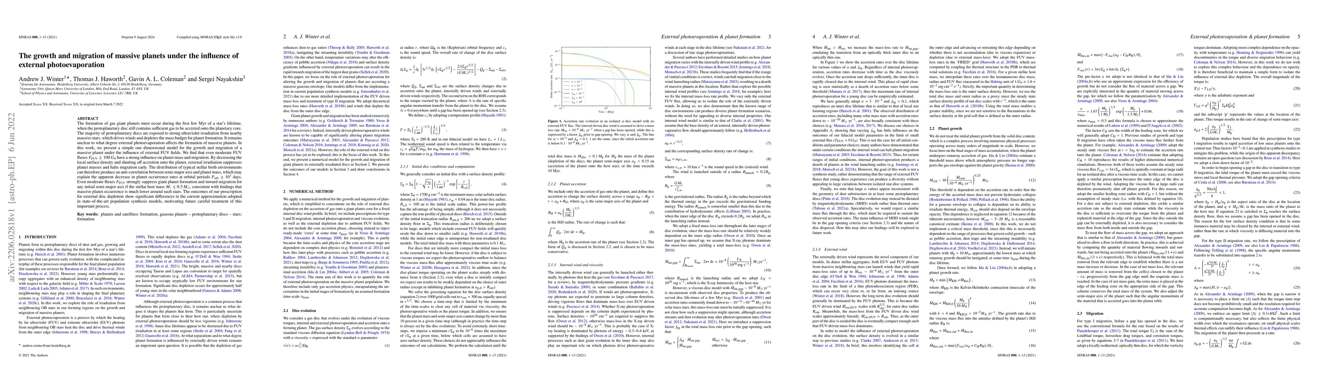 Thumbnail for The growth and migration of massive planets under the influence of
  external photoevaporation
