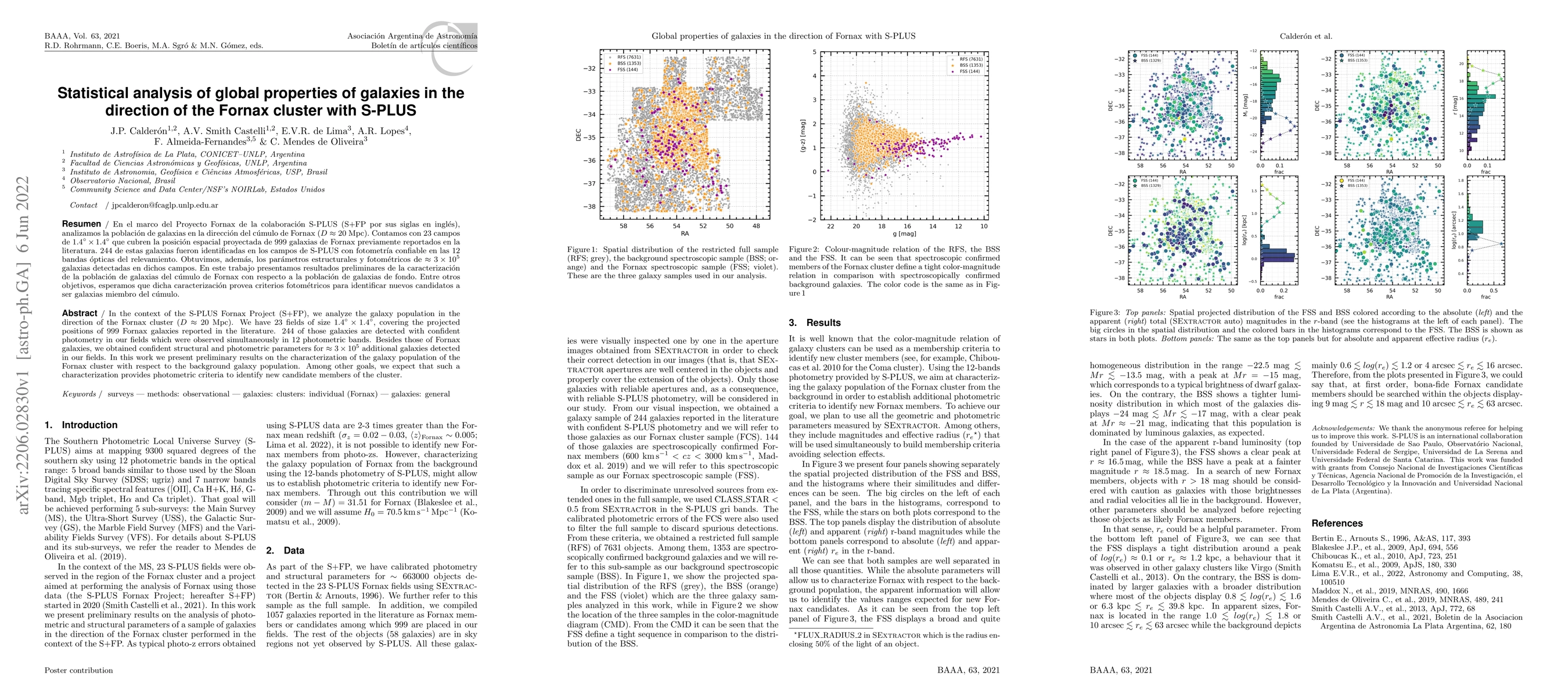 Thumbnail for Statistical analysis of global properties of galaxies in the direction
  of the Fornax cluster with S-PLUS