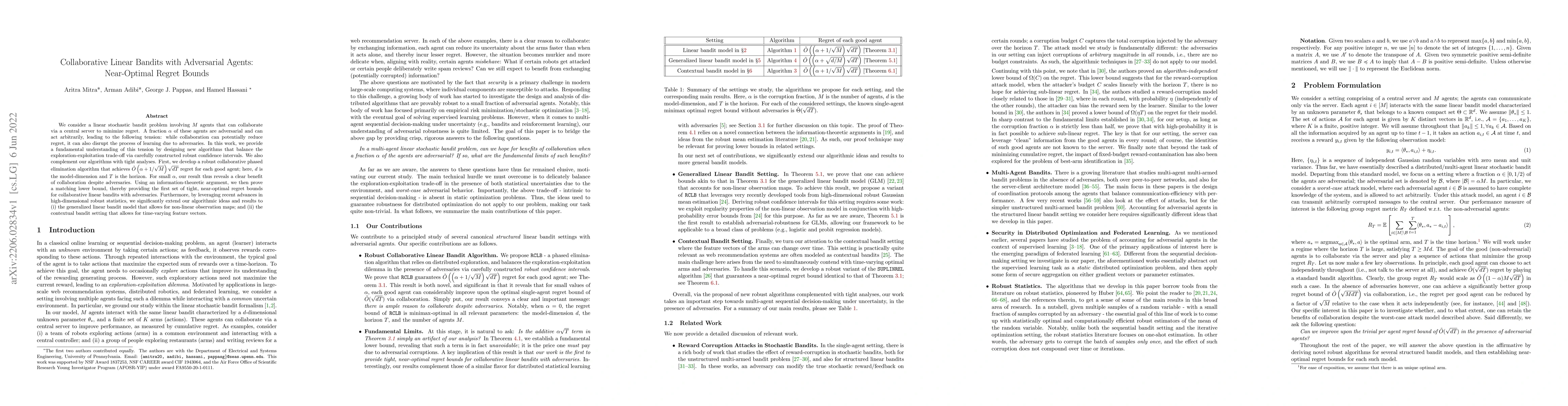 Thumbnail for Collaborative Linear Bandits with Adversarial Agents: Near-Optimal
  Regret Bounds