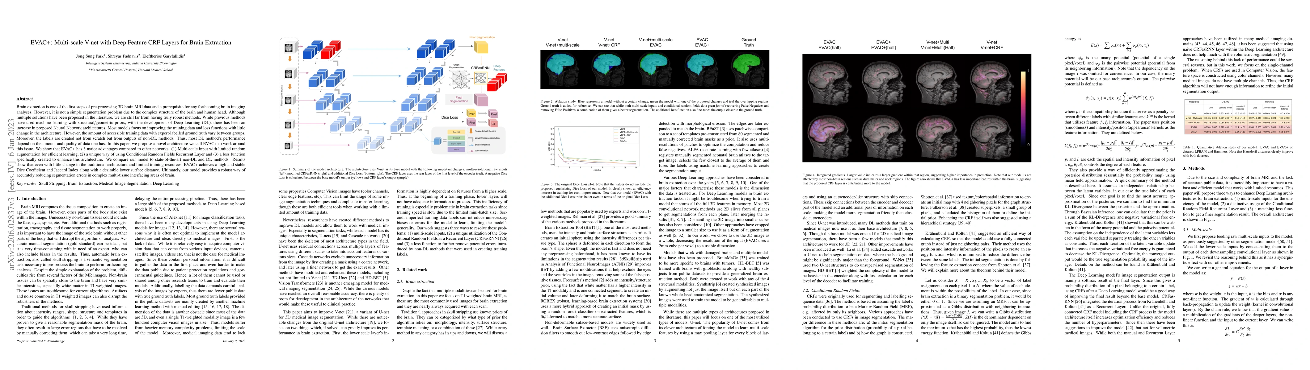 Thumbnail for EVAC+: Multi-scale V-net with Deep Feature CRF Layers for Brain
  Extraction