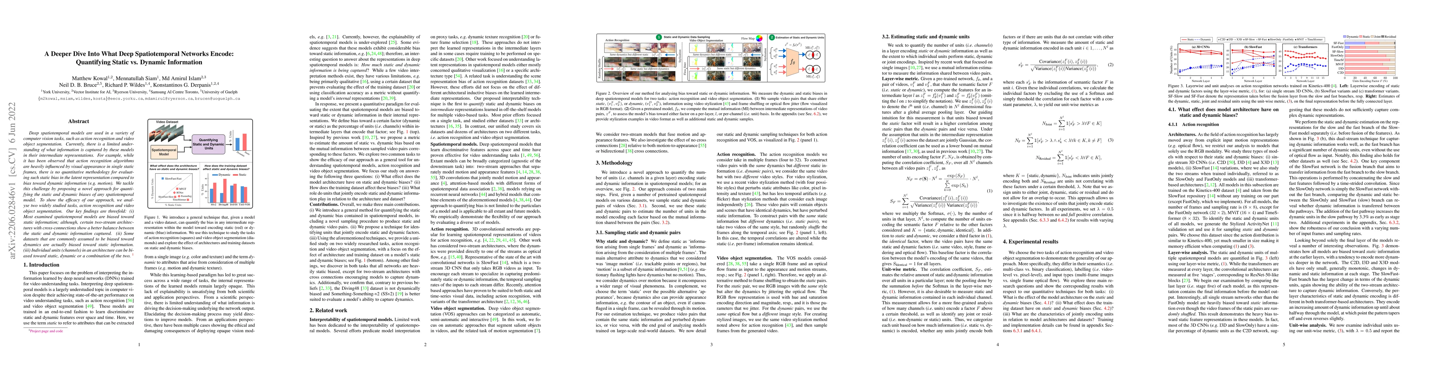 Thumbnail for A Deeper Dive Into What Deep Spatiotemporal Networks Encode: Quantifying
  Static vs. Dynamic Information