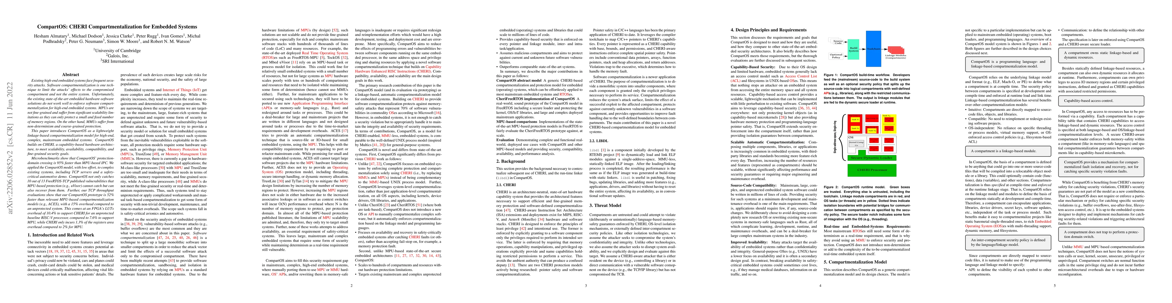 Thumbnail for CompartOS: CHERI Compartmentalization for Embedded Systems