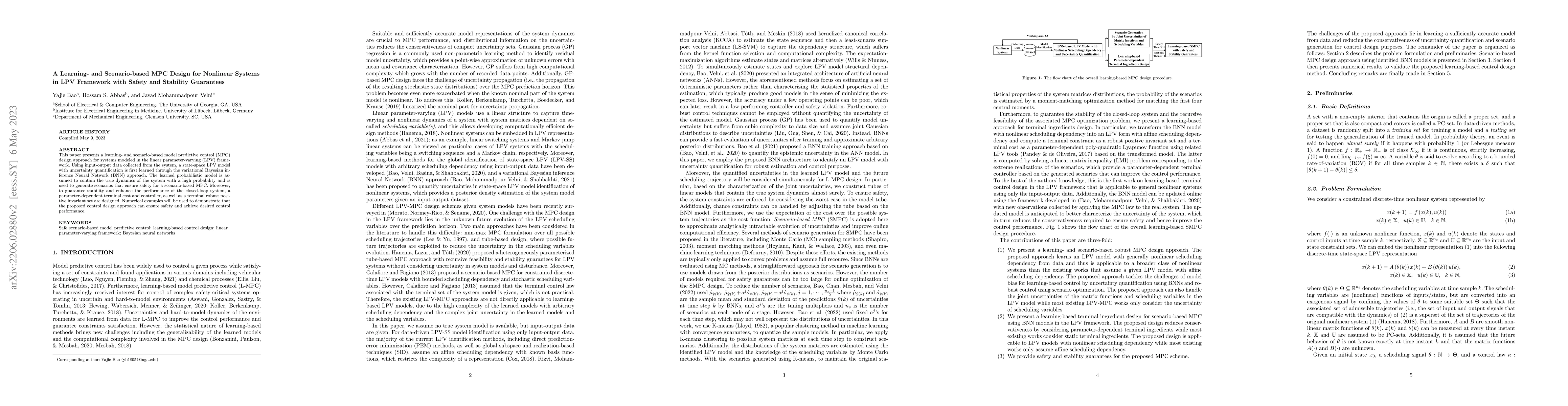 Thumbnail for A Learning- and Scenario-based MPC Design for Nonlinear Systems in LPV
  Framework with Safety and Stability Guarantees