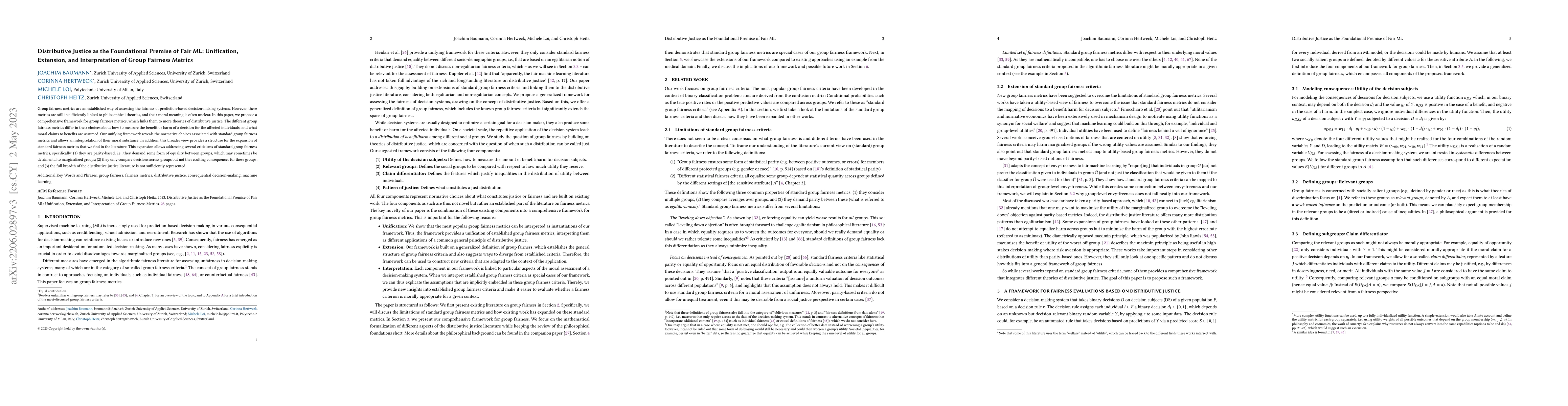 Thumbnail for Distributive Justice as the Foundational Premise of Fair ML:
  Unification, Extension, and Interpretation of Group Fairness Metrics