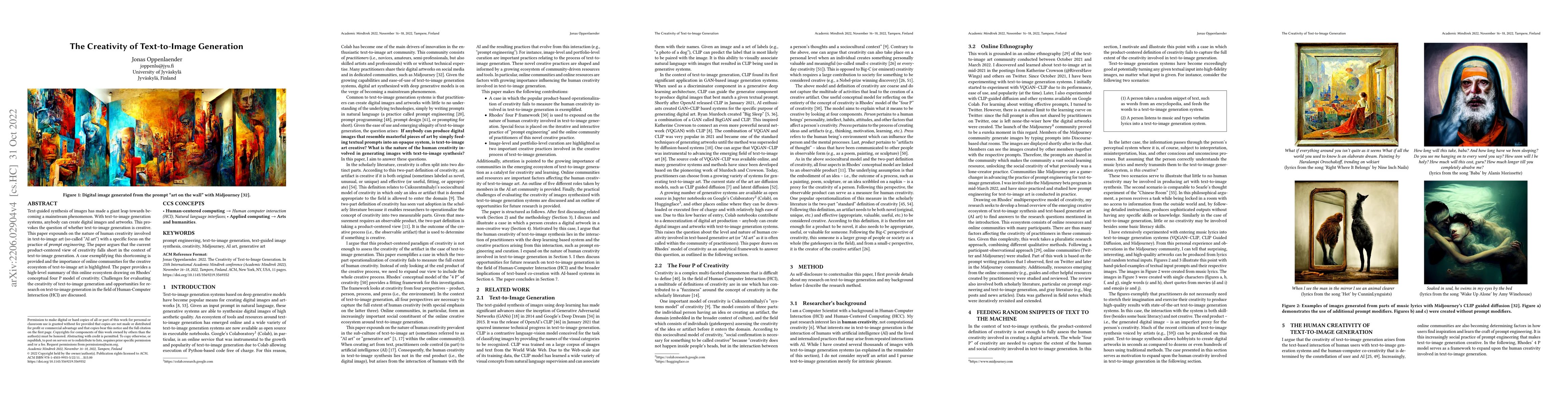 Thumbnail for The Creativity of Text-to-Image Generation