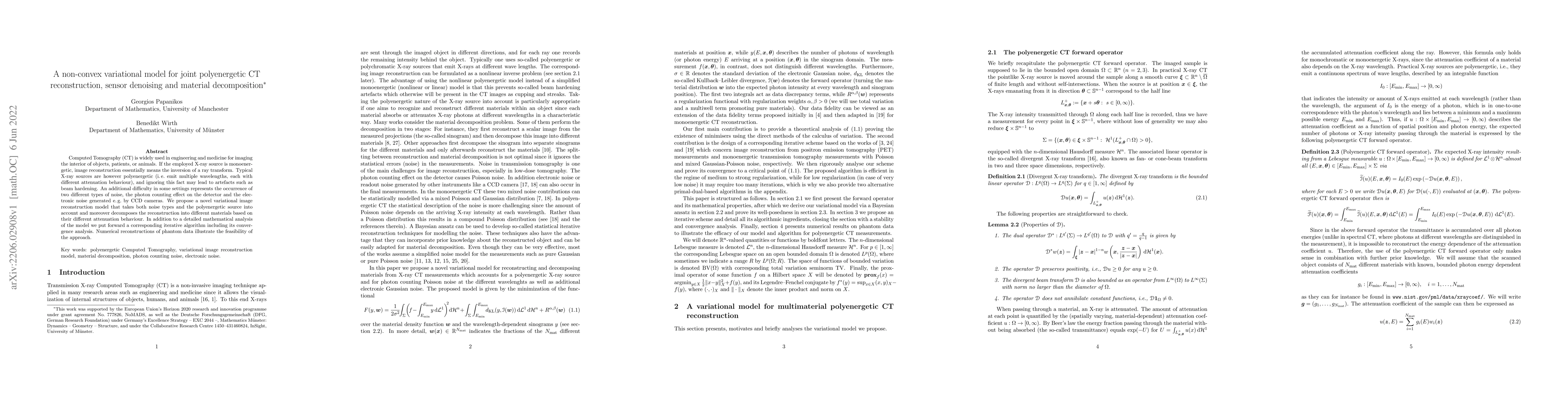 Thumbnail for A non-convex variational model for joint polyenergetic CT
  reconstruction, sensor denoising and material decomposition