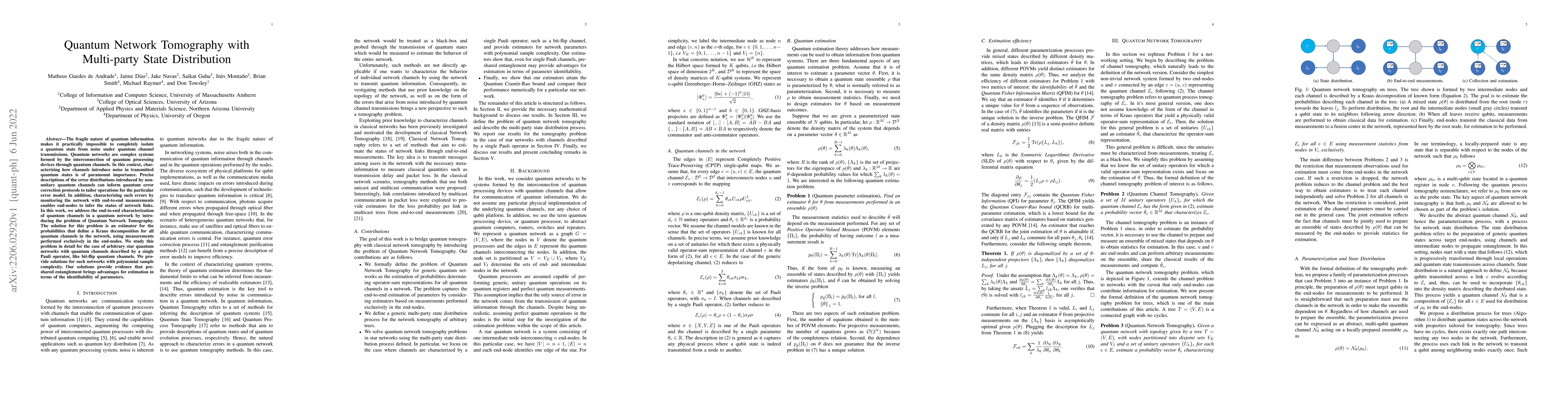 Thumbnail for Quantum Network Tomography with Multi-party State Distribution