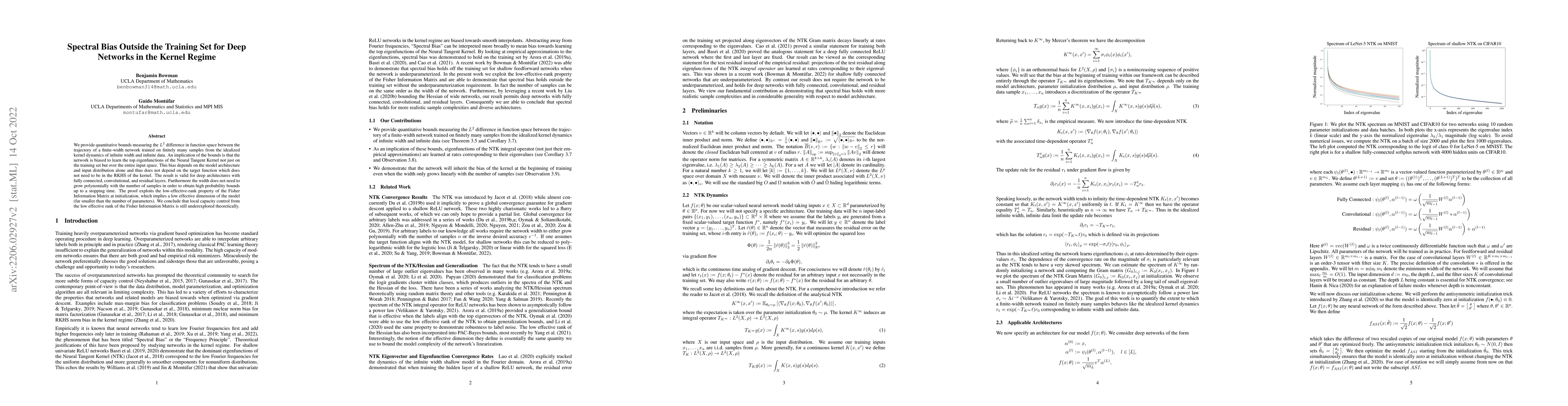 Thumbnail for Spectral Bias Outside the Training Set for Deep Networks in the Kernel
  Regime