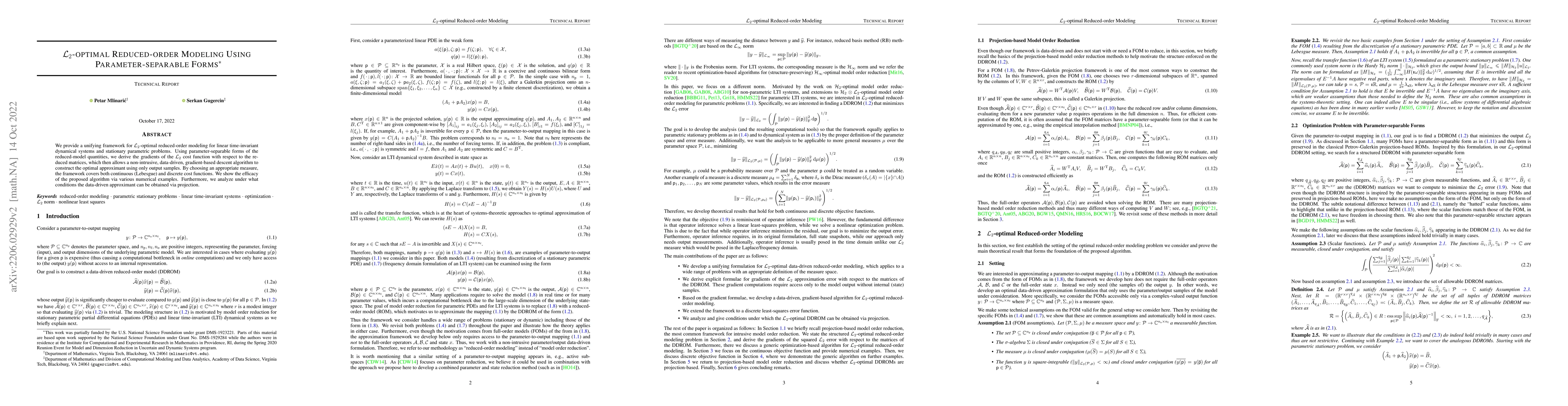 Thumbnail for $\mathcal{L}_2$-optimal Reduced-order Modeling Using Parameter-separable
  Forms