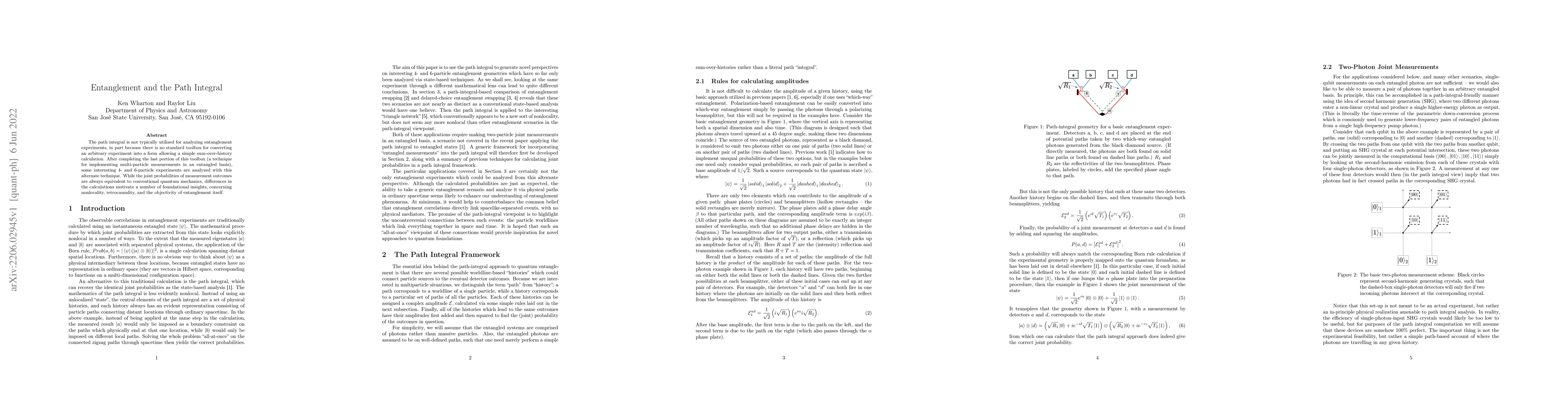Thumbnail for Entanglement and the Path Integral