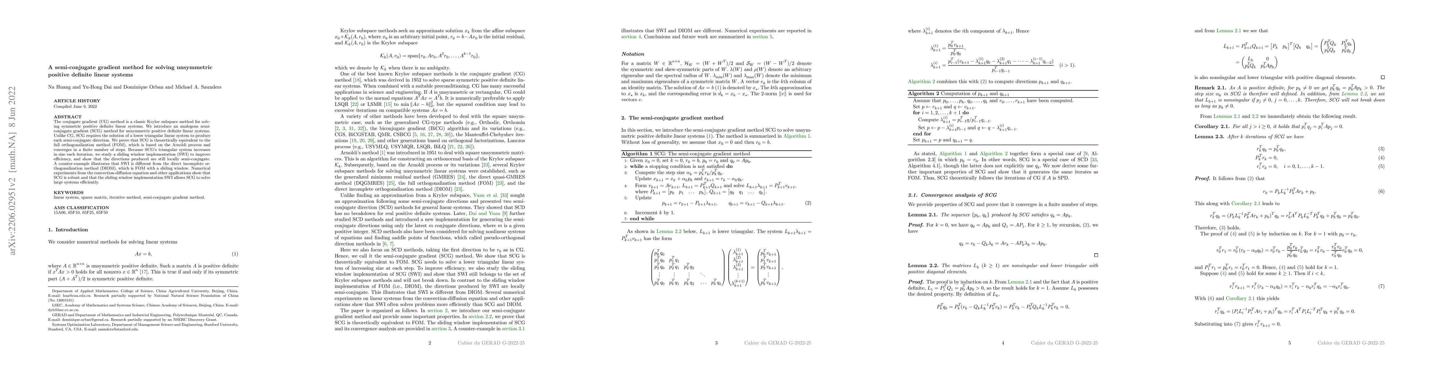 Thumbnail for A semi-conjugate gradient method for solving unsymmetric positive
  definite linear systems