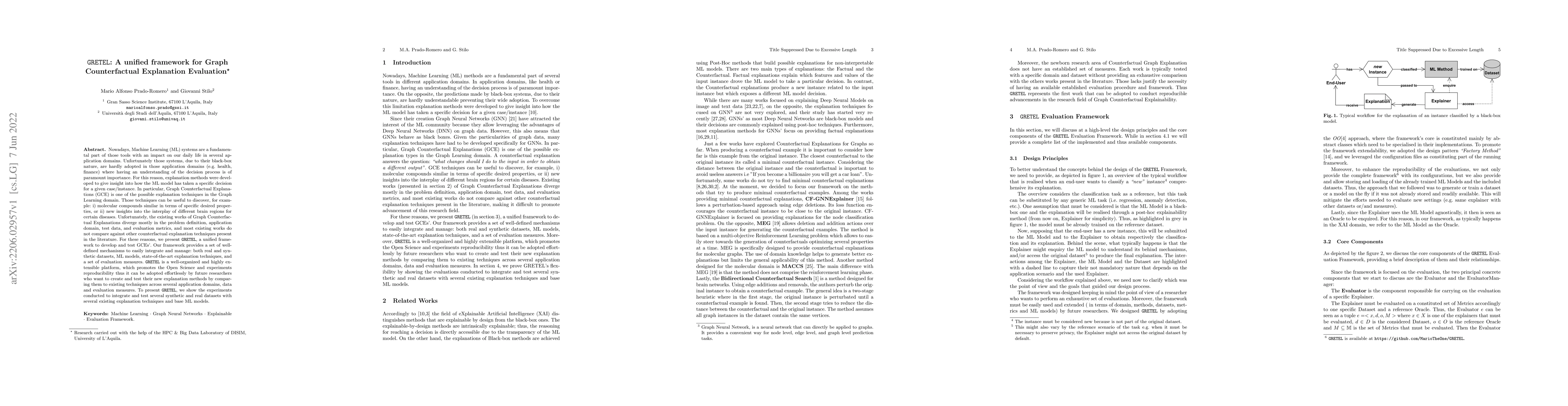 Thumbnail for GRETEL: A unified framework for Graph Counterfactual Explanation
  Evaluation