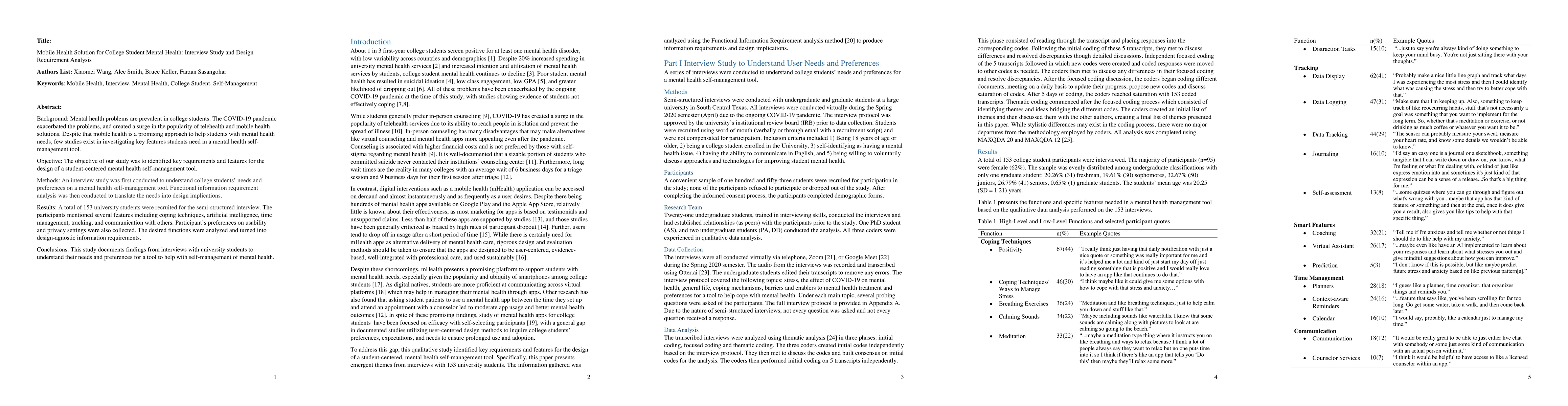 Thumbnail for Mobile Health Solution for College Student Mental Health: Interview
  Study and Design Requirement Analysis