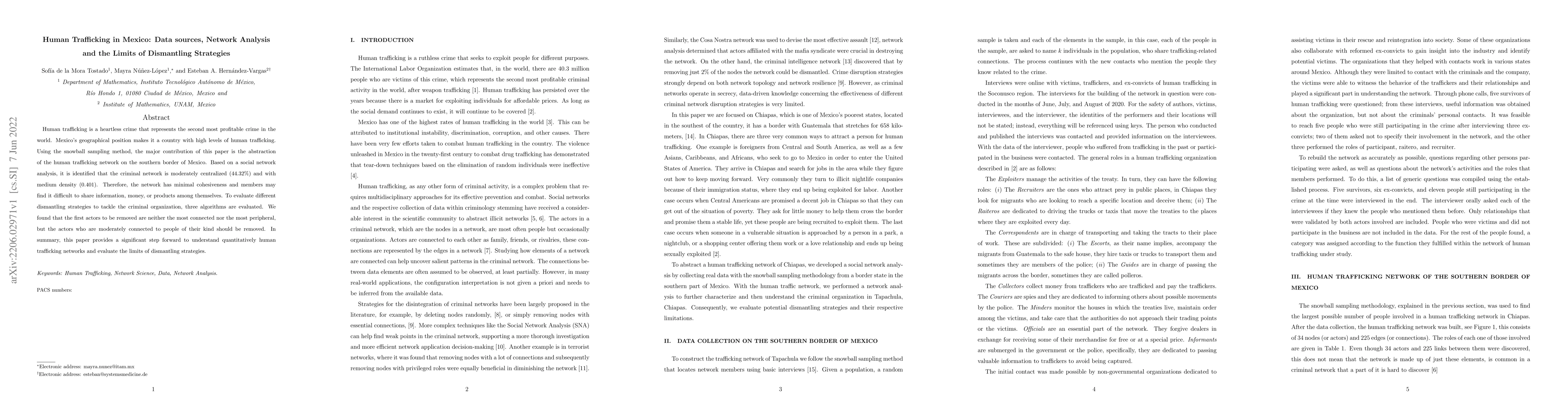 Thumbnail for Human Trafficking in Mexico: Data sources, Network Analysis and the
  Limits of Dismantling Strategies