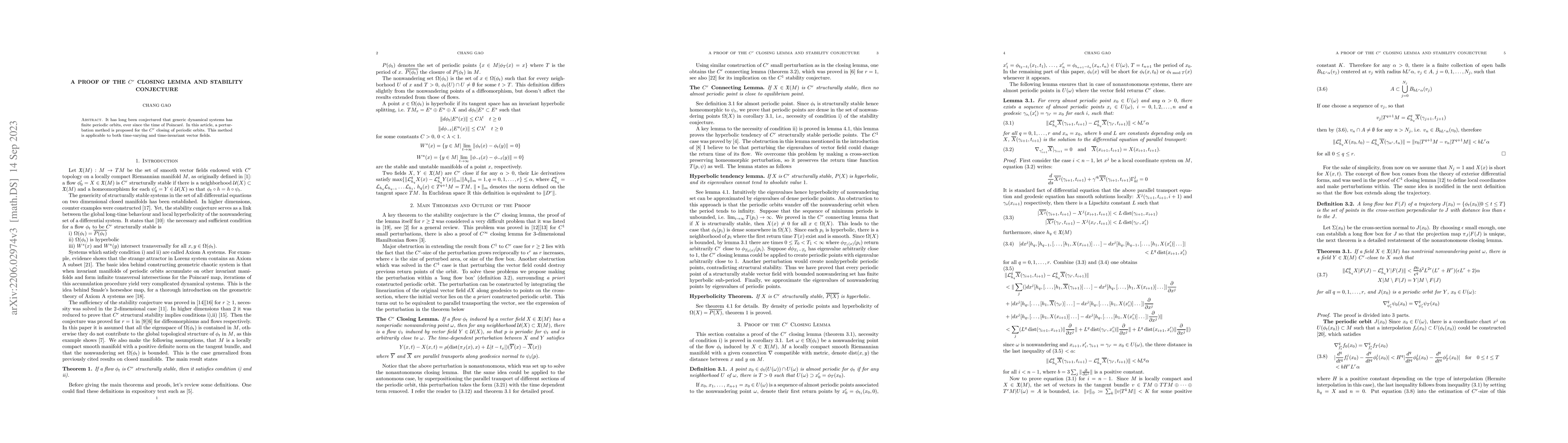 Thumbnail for A proof of the $C^r$ closing lemma and stability conjecture