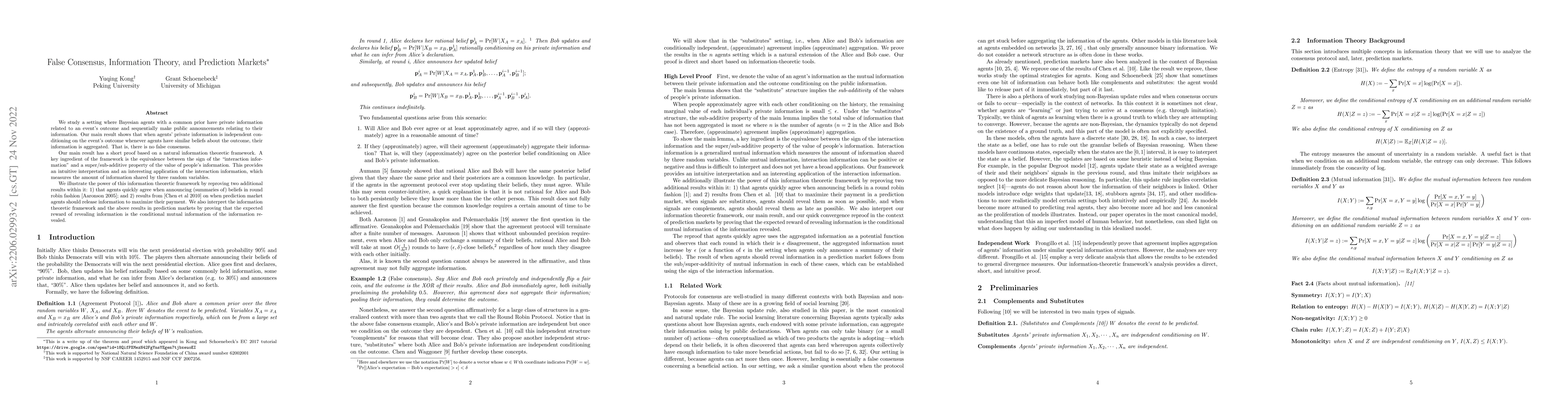 Thumbnail for False Consensus, Information Theory, and Prediction Markets