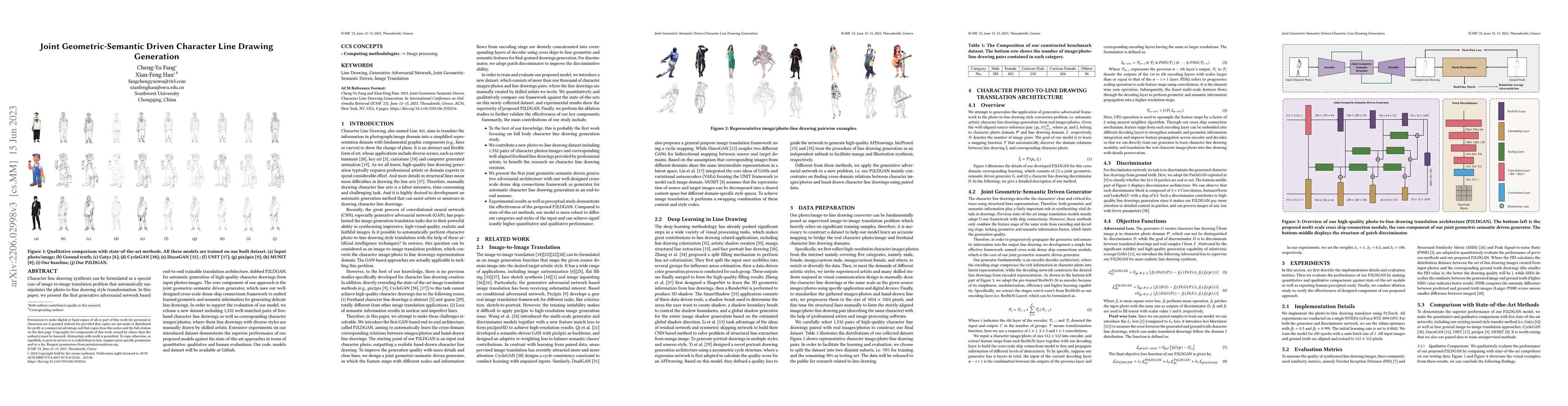 Thumbnail for Joint Geometric-Semantic Driven Character Line Drawing Generation