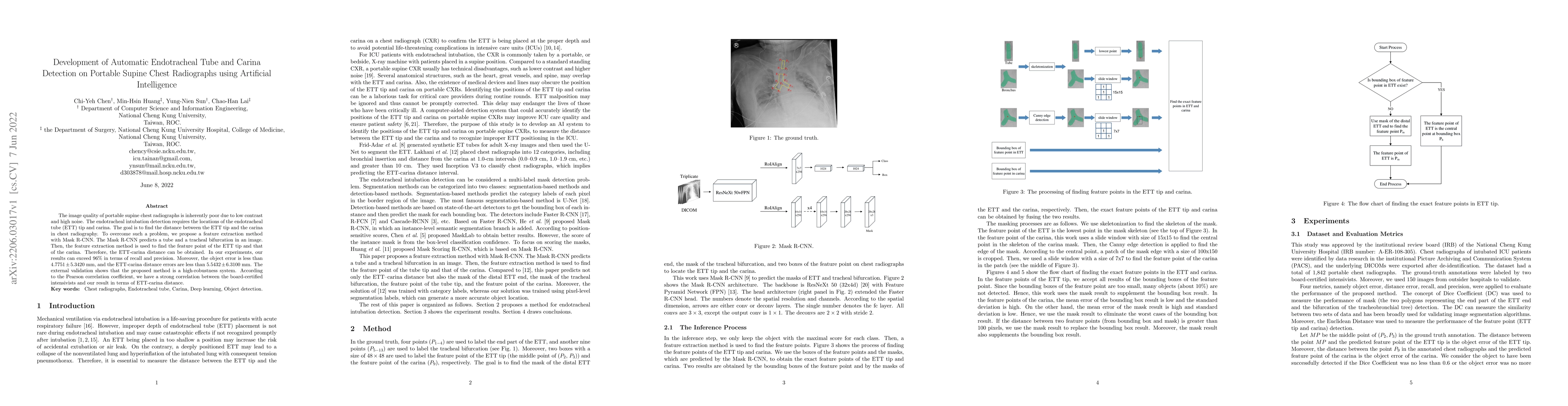 Thumbnail for Development of Automatic Endotracheal Tube and Carina Detection on
  Portable Supine Chest Radiographs using Artificial Intelligence