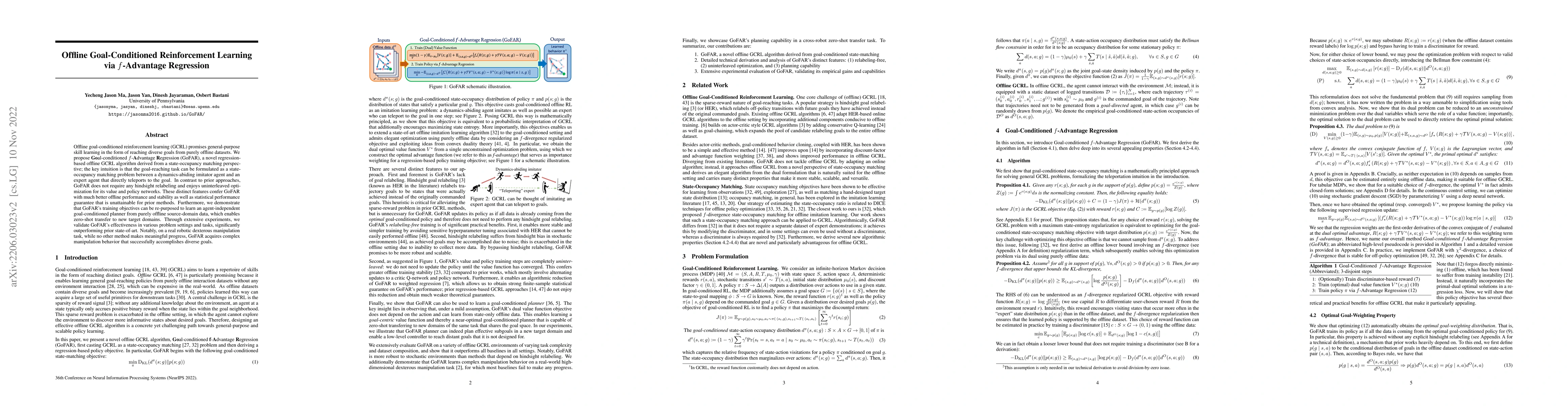 Thumbnail for How Far I'll Go: Offline Goal-Conditioned Reinforcement Learning via
  $f$-Advantage Regression