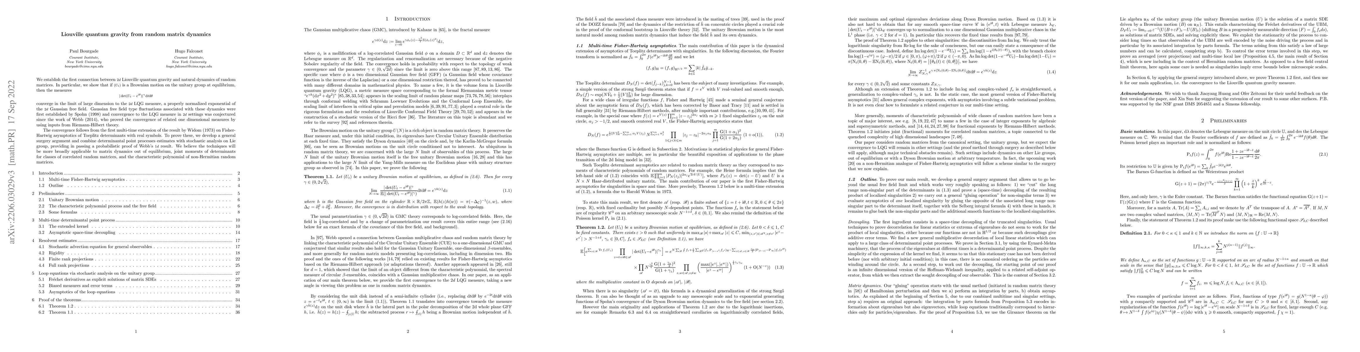 Thumbnail for Liouville quantum gravity from random matrix dynamics