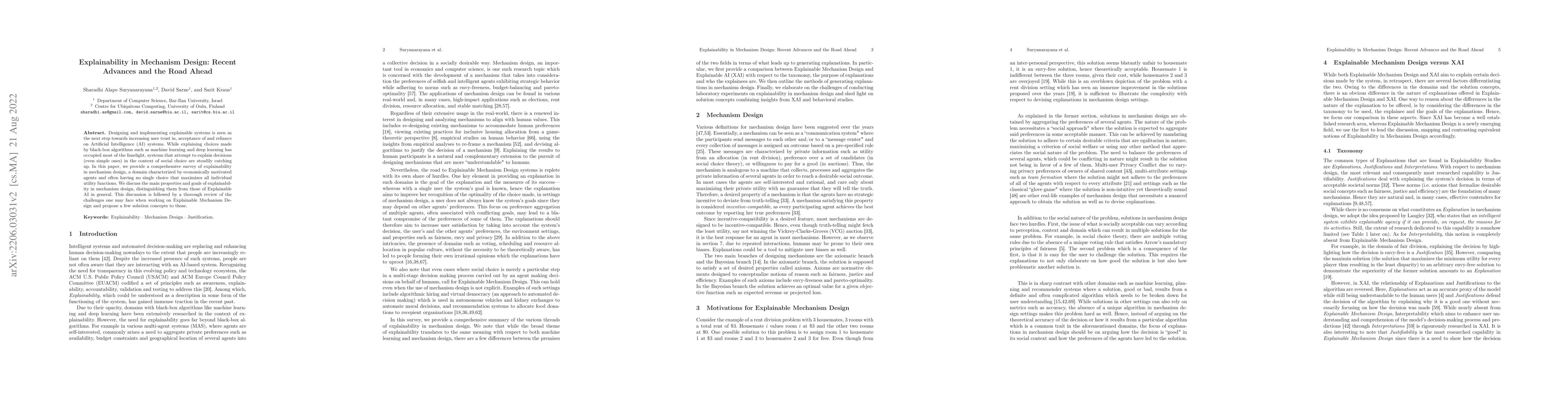 Thumbnail for Explainability in Mechanism Design: Recent Advances and the Road Ahead