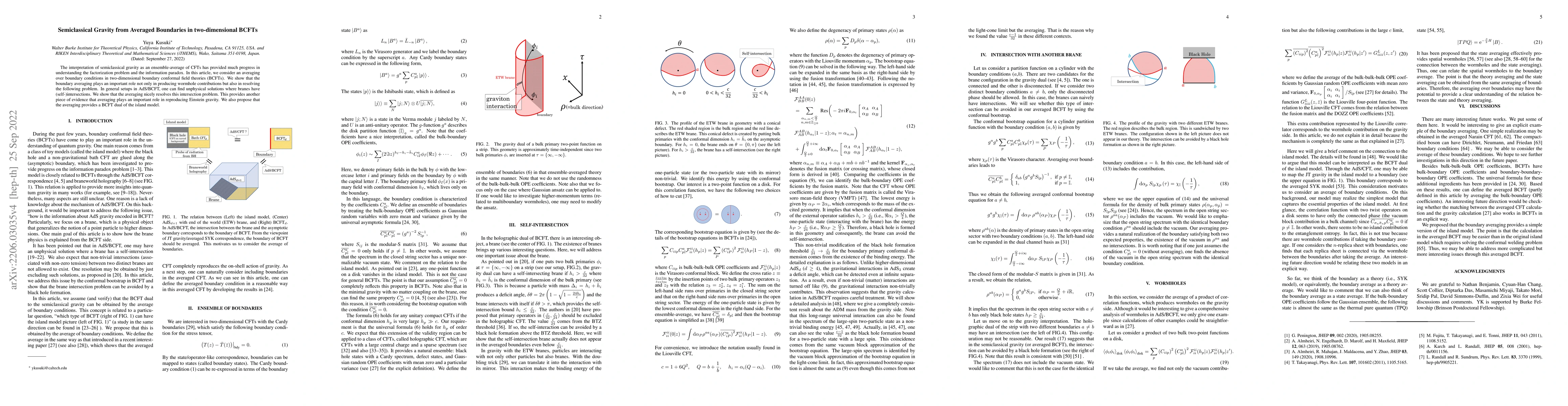 Thumbnail for Semiclassical Gravity from Averaged Boundaries in two-dimensional BCFTs