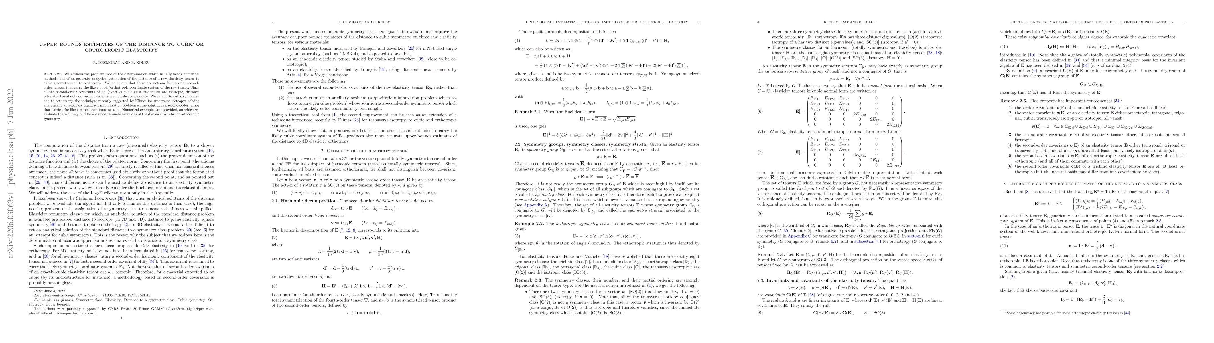 Thumbnail for Upper bounds estimates of the distance to cubic or orthotropic
  elasticity