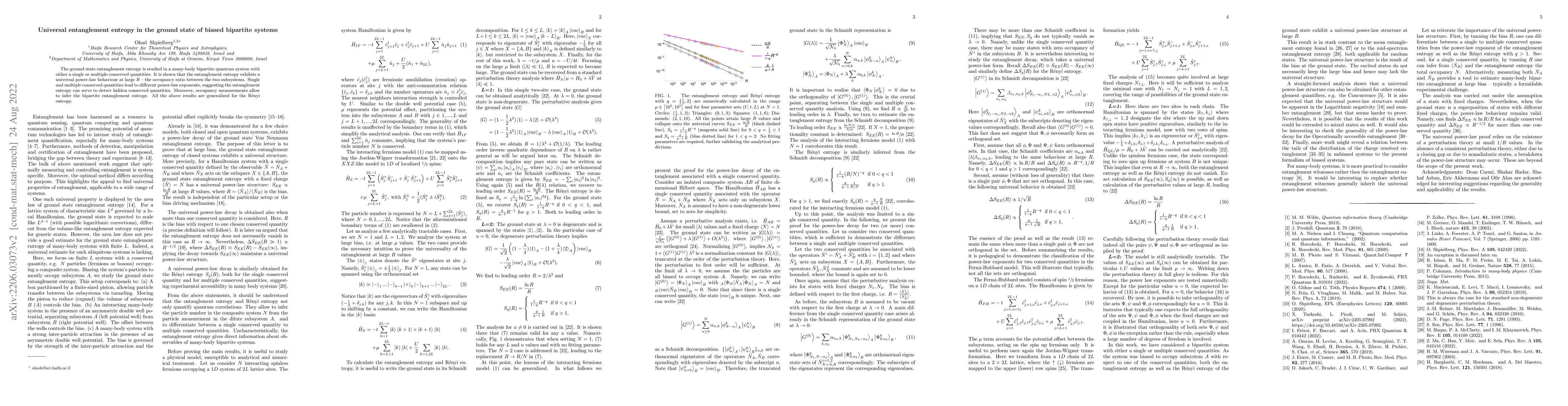 Thumbnail for Universal entanglement entropy in the ground state of biased bipartite
  systems