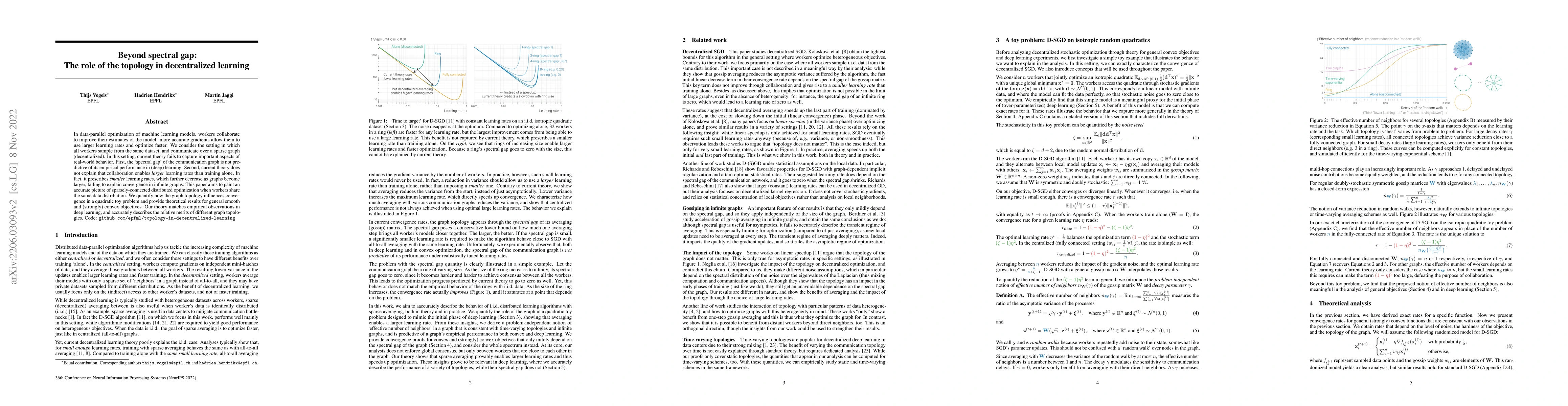 Thumbnail for Beyond spectral gap: The role of the topology in decentralized learning