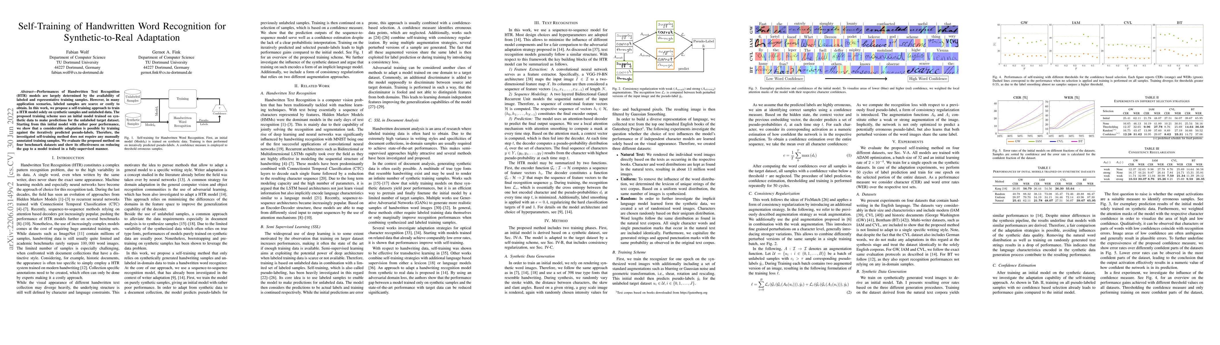 Thumbnail for Self-Training of Handwritten Word Recognition for Synthetic-to-Real
  Adaptation