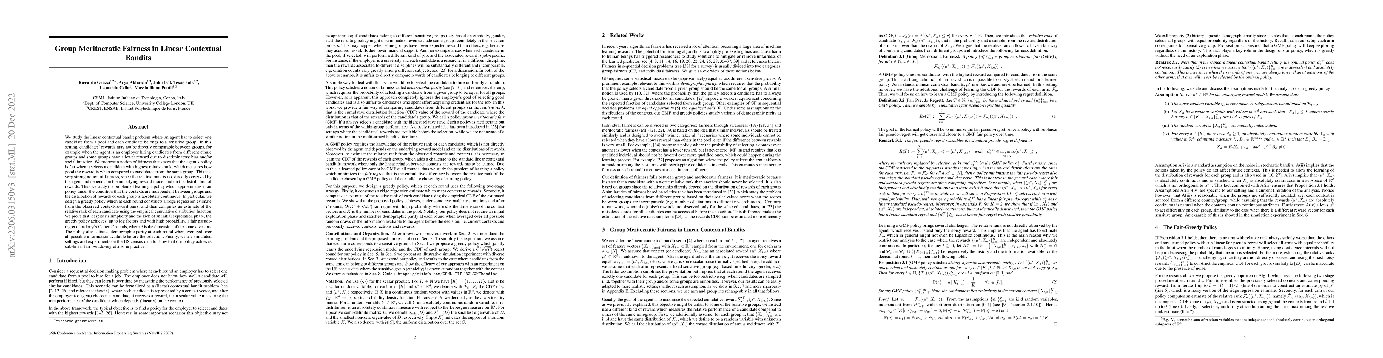 Thumbnail for Group Meritocratic Fairness in Linear Contextual Bandits