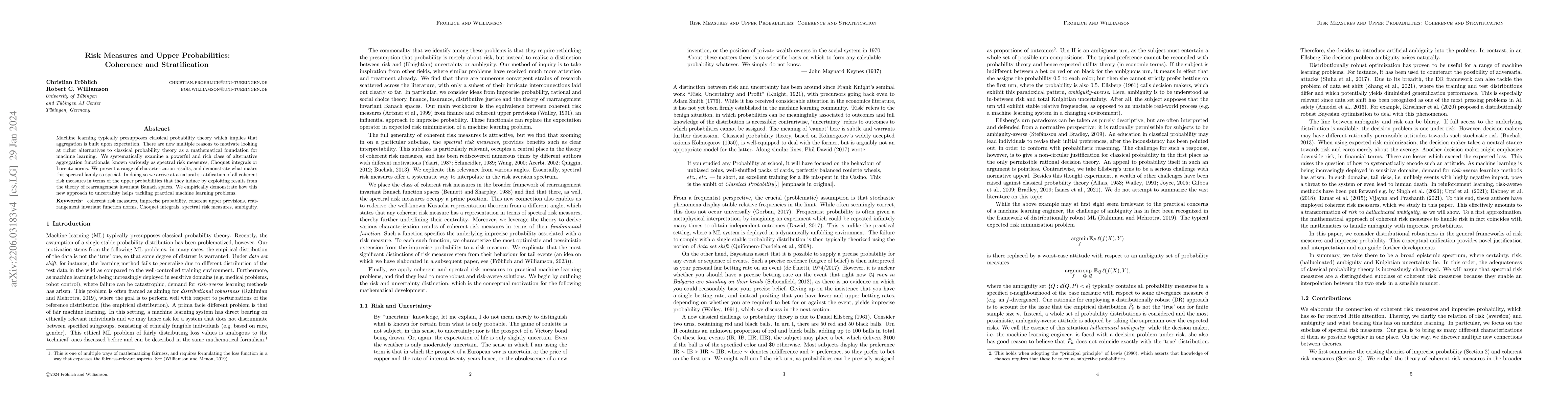 Thumbnail for Risk Measures and Upper Probabilities: Coherence and Stratification