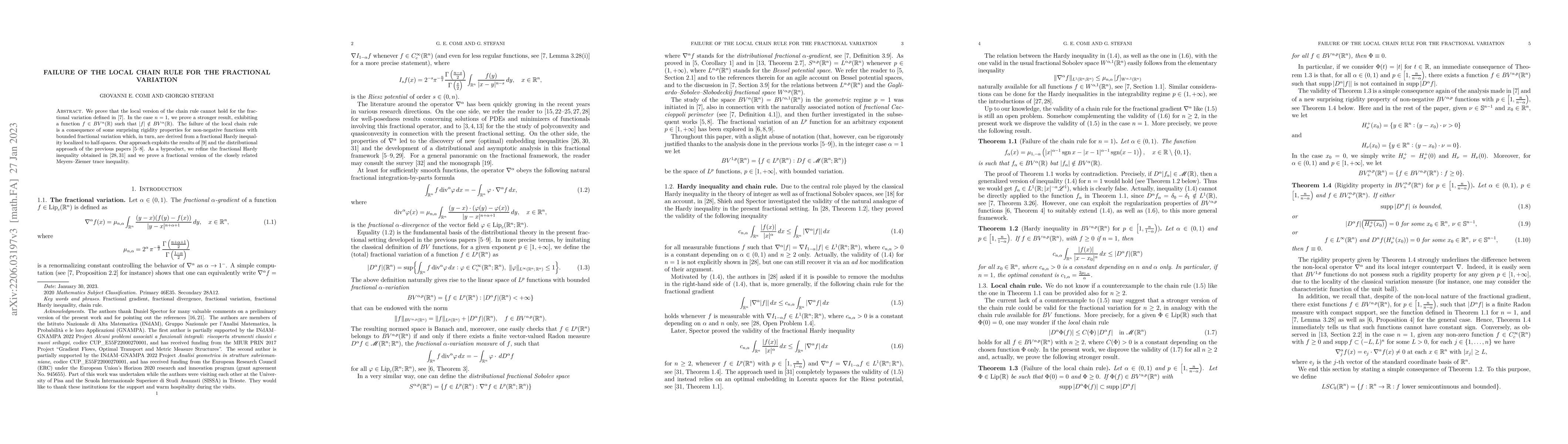 Thumbnail for Failure of the local chain rule for the fractional variation
